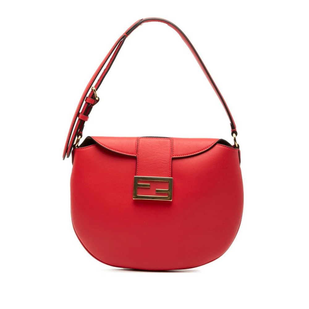 Fendi Croissant 2way Shoulder Bag Red Leather